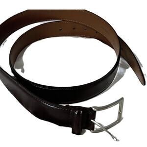 Joseph Abboud Italian Leather Belt Mens 42 / 105 Brown With Silver Brushed Buckl